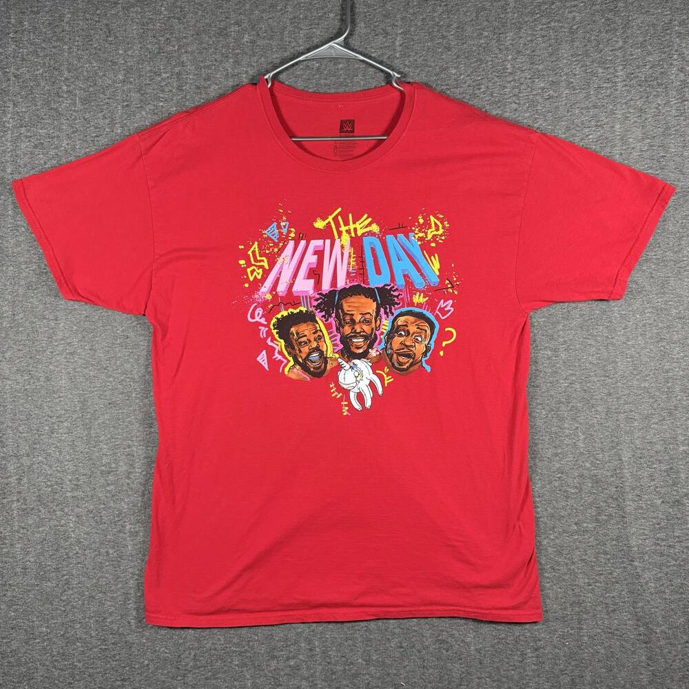 WWE The New Day Shirt Mens XL Red Wrestling Unicorn Double Sided Graphic Tee